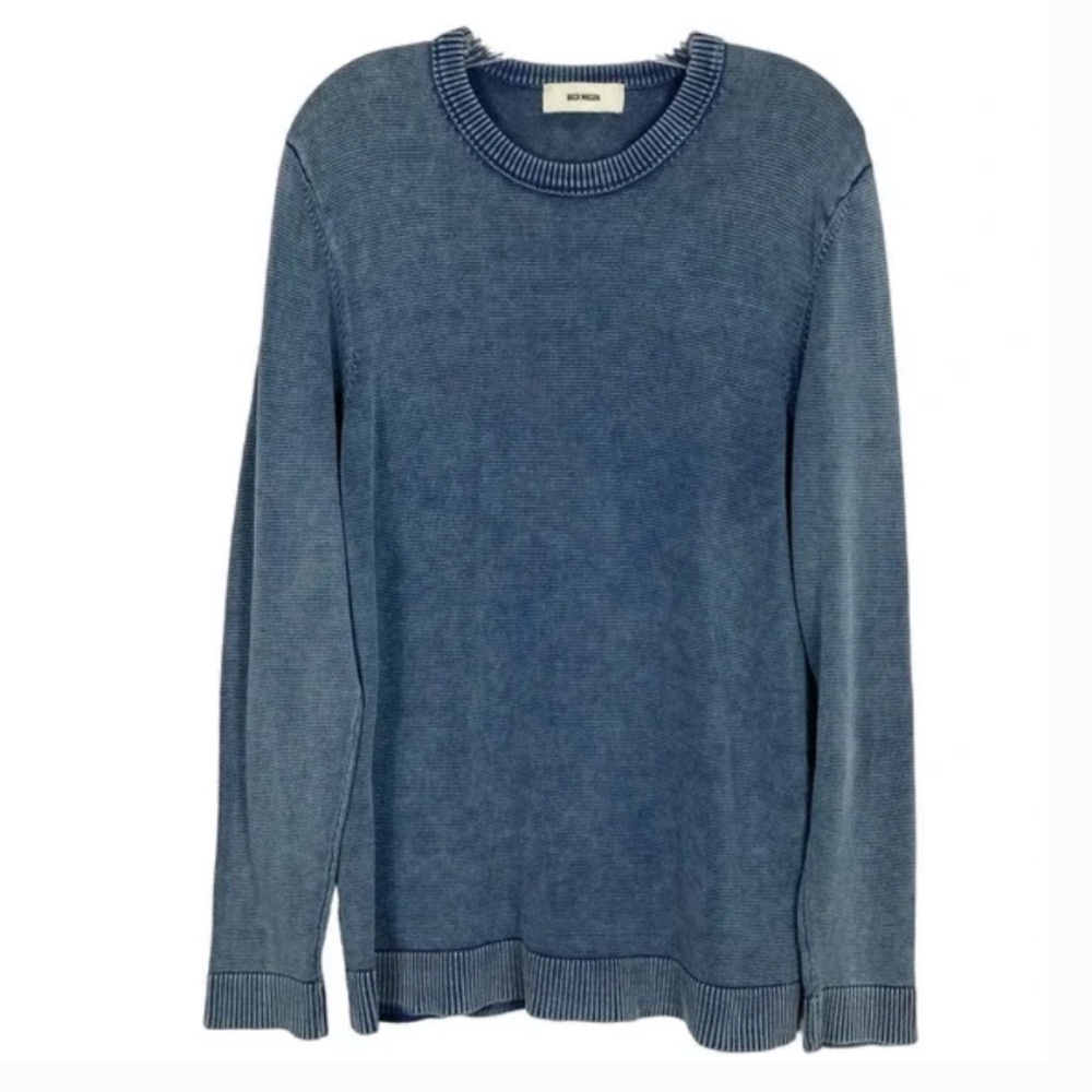 BUCK MASON Sweater Mens Small, Acid Wash Cotton Knit